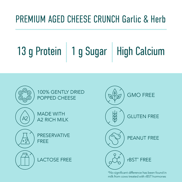 Premium Aged Cheese Crunch Garlic & Herb Cheese Snack
